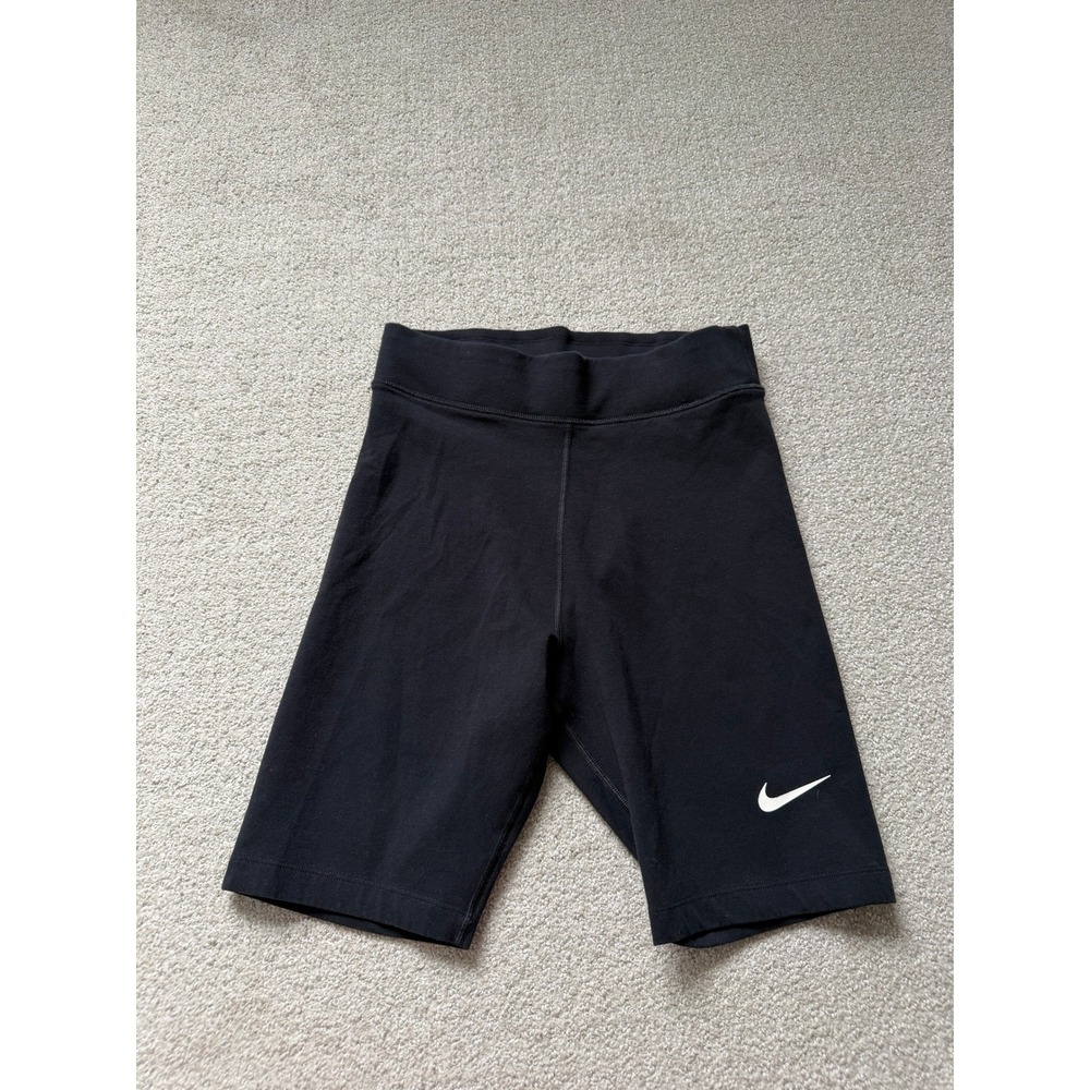Nike Sportswear Essential Bike Shorts Size S Black High Waisted Swoosh Logo